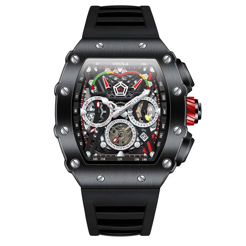 ONOLA Luxury Men Mechanical Watch with Hollow Out Luminous Automatic Watch 3Bar Waterproof Reloj Hombre