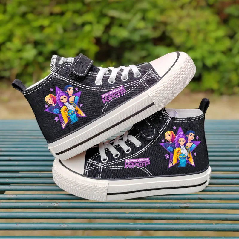 Chaussures en toile pour enfants Rumi Mira Zoey, chaussures pour filles, chaussures de sport, baskets à motifs, chaussures pour enfants, chaussures de tennis à tige haute, chaussures de ville.