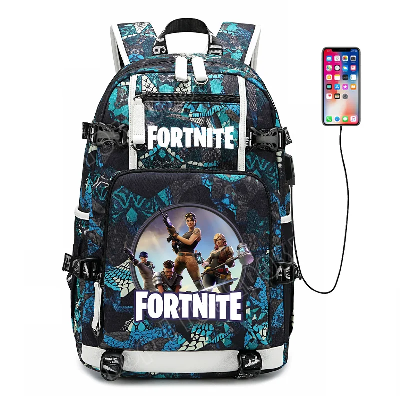 Mochila escolar Fortnite con estampado del juego para estudiantes, niños y niñas, gran capacidad, impermeable, ligera y resistente, regalo de cumpleaños