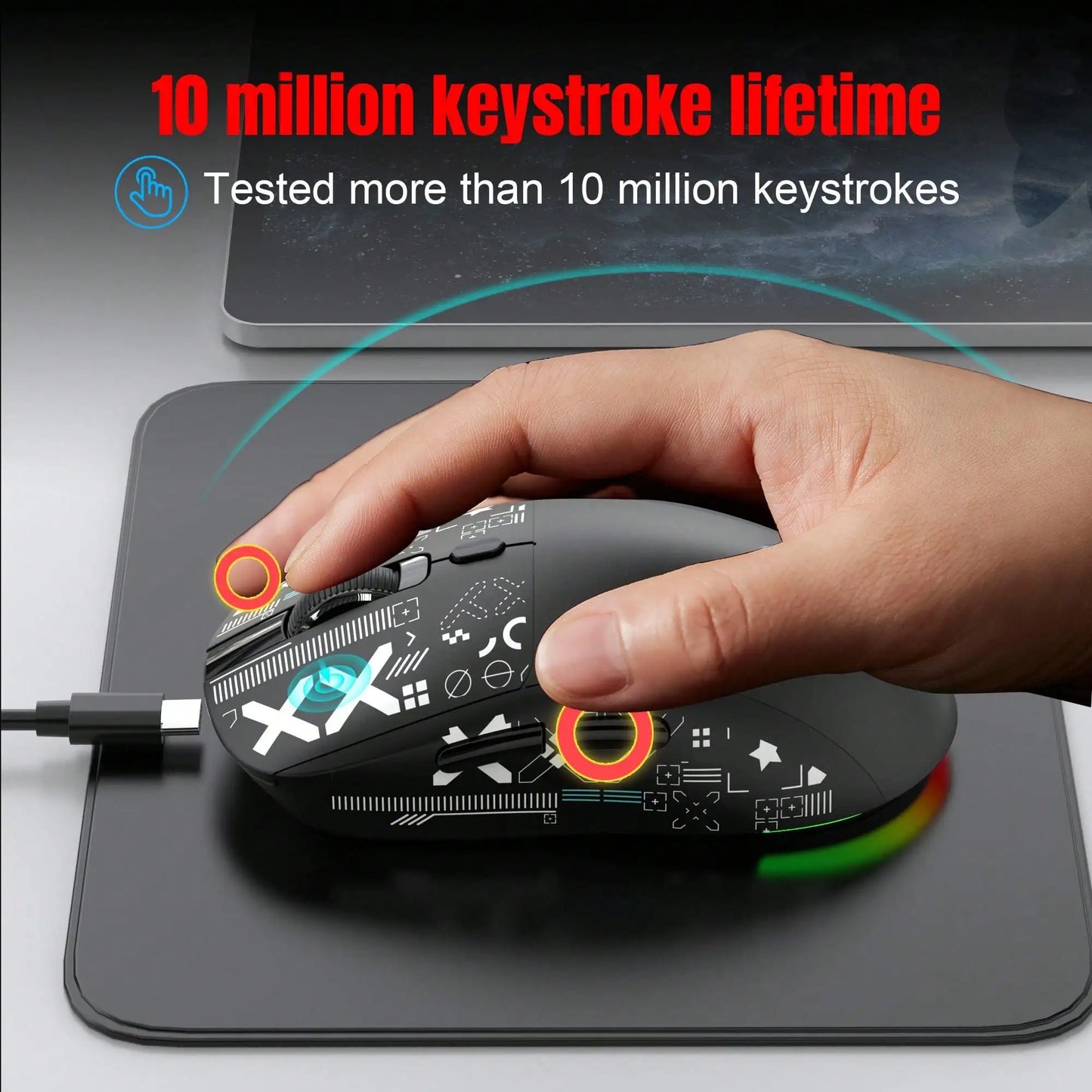 3 Modes Bluetooth Gaming Mouse Rechargeable 2.4G USB Wireless RGB Backlight Mouse for iPad Tablet Laptop Computer