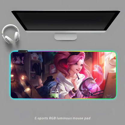 A-S-SeraphineS-ES Mouse Pad RGB Gaming Mouse Pad Desk Mat HD Gamer Large LED Light XXL MousePads