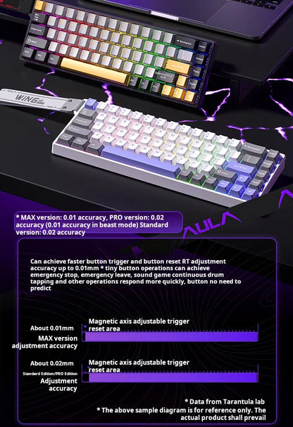 Teclado mecánico personalizado AULA WIN60 HE con conexión por cable, eje magnético RT, para e-sports y juegos, tasa de sondeo de 8K