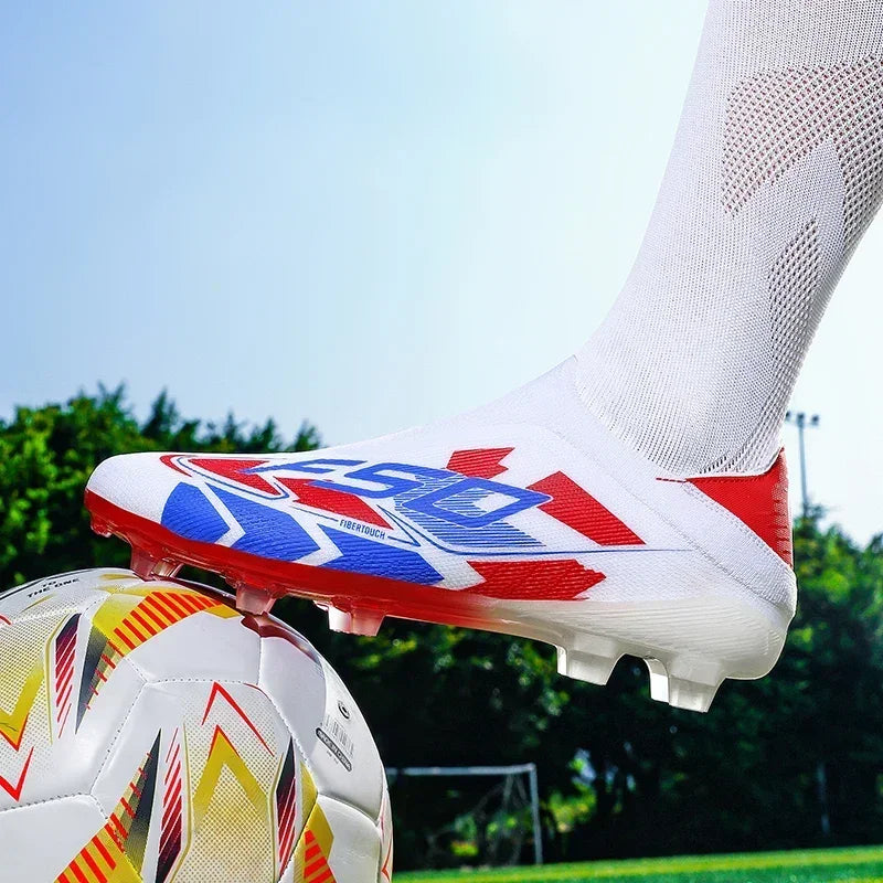 Nouvelles Chaussures de Football pour Hommes – Crampons d'Extérieur pour Entraînement sur Gazon – Baskets Mi-Montantes Légères Antidérapantes de Haute Qualité – Meilleures Ventes