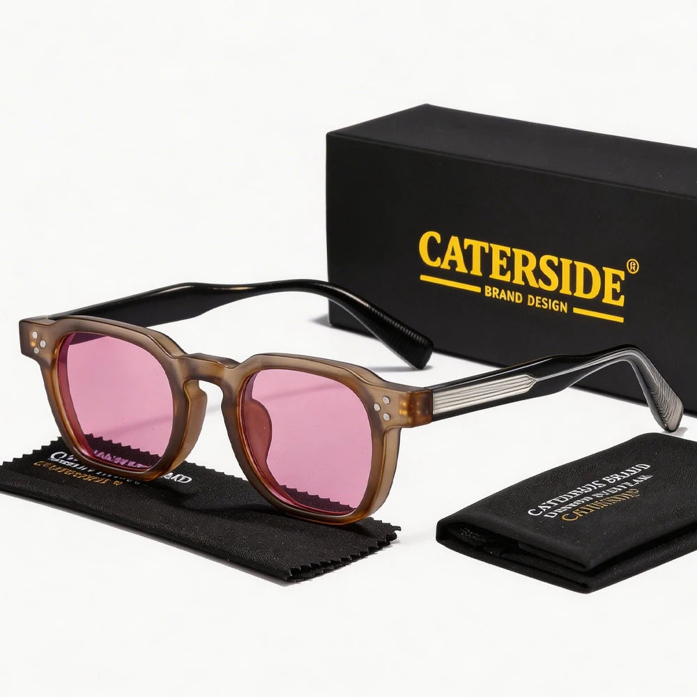 CATERSIDE New Vintage Men's Sunglasses High-Quality Square Sun Glasses Women's Outdoor Travel Beach Summer Fashion Glasses Uv400