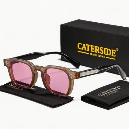CATERSIDE New Vintage Men's Sunglasses High-Quality Square Sun Glasses Women's Outdoor Travel Beach Summer Fashion Glasses Uv400