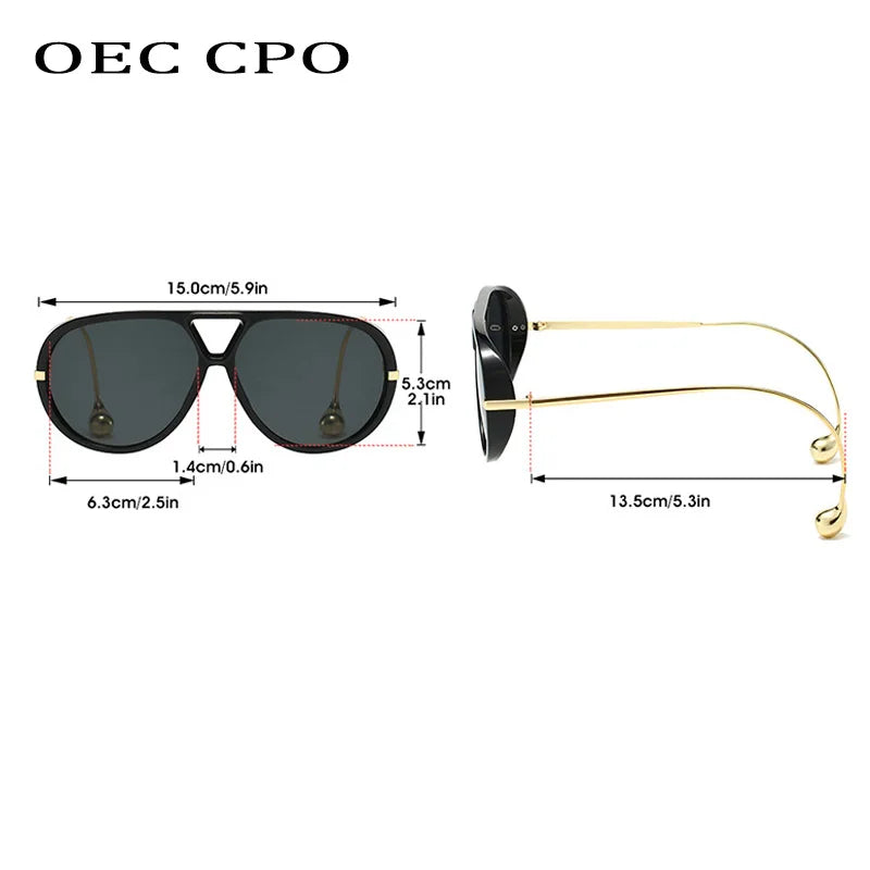 Vintage Oversized Pilot Sunglasses Unisex Double Bridge UV400 Protection Fashionable Punk Style Female Shades Popular Eyewear