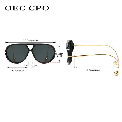 Vintage Oversized Pilot Sunglasses Unisex Double Bridge UV400 Protection Fashionable Punk Style Female Shades Popular Eyewear