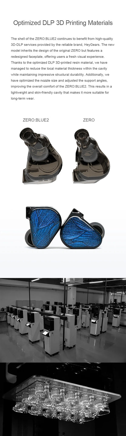 TRUTHEAR Zero:BLUE2 earphone Dual Dynamic Drivers lEMs with Detachable Cable in Ear Headphone  0.78mm 2pin 3.5mm plug