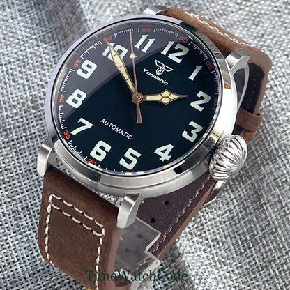Tandorio 47mm NH35 Diver Men's Automatic Watch CUSN8 Solid Bronze or 316L Steel Case 10ATM Sapphire Crystal Black Dial