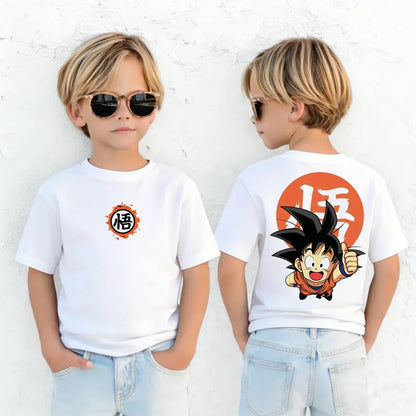 Anime Dragon Ball Cosplay T-Shirt Cotton Short Sleeve Tops Casual Loose Retro T-Shirt Men Women Family Matching Summer Outfits