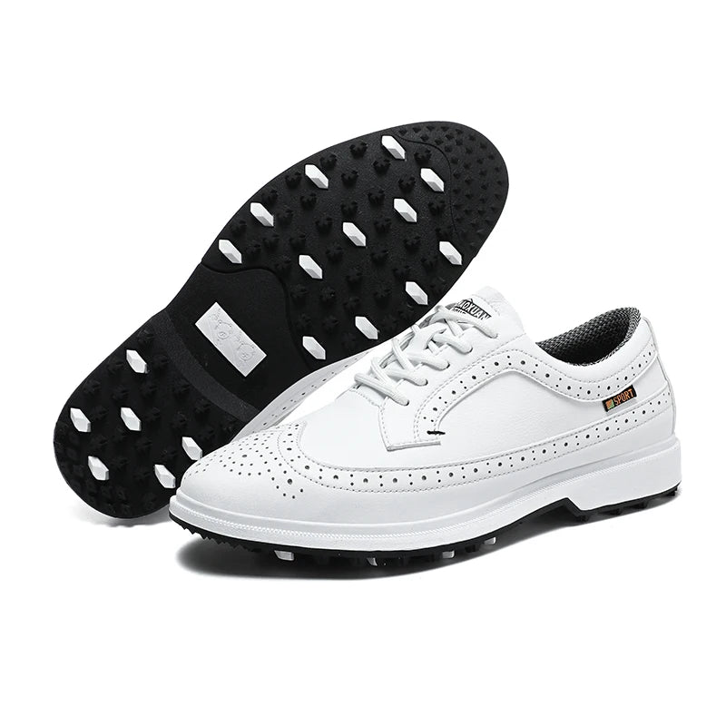Scarpe da golf professionali da uomo in pelle di alta qualità, traspiranti, scarpe sportive per competizioni e allenamenti di golf, taglie forti 39-47#