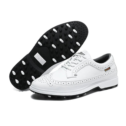 Scarpe da golf professionali da uomo in pelle di alta qualità, traspiranti, scarpe sportive per competizioni e allenamenti di golf, taglie forti 39-47#
