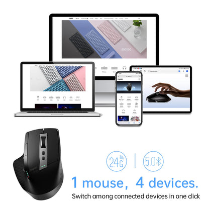 Rapoo New MT710L Multi-mode Rechargeable Wireless Bluetooth Mouse Ergonomic 4000 DPI Support Up to 4 Devices Office Mice