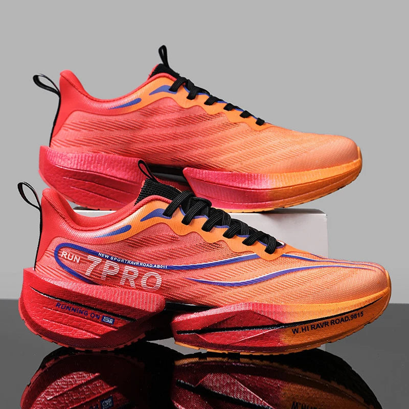 Herren-Sneaker mit Carbon-Platte, Outdoor-Sportschuhe mit weicher Sohle und Mesh-Obermaterial, Laufschuhe, leichte, rutschfeste Freizeitschuhe für Paare, Tennisschuhe