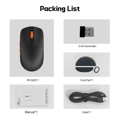 RK ROYAL KLUDGE M30 Bluetooth Wireless Mouse PAW3311 41G Lightweight 12000dpi Tri-mode Gamer Computer Mouse  Ergonomic Software