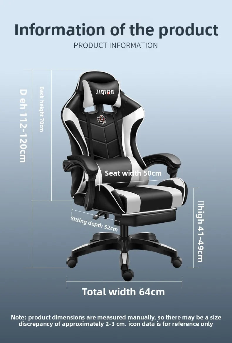 Sedia da gaming comoda ed ergonomica per uso sedentario, reclinabile, con massaggio e rotazione