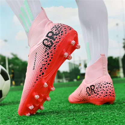 Chaussures de football professionnelles pour hommes/femmes, antidérapantes, à crampons FG, respirantes, chaussures d'entraînement à tige haute