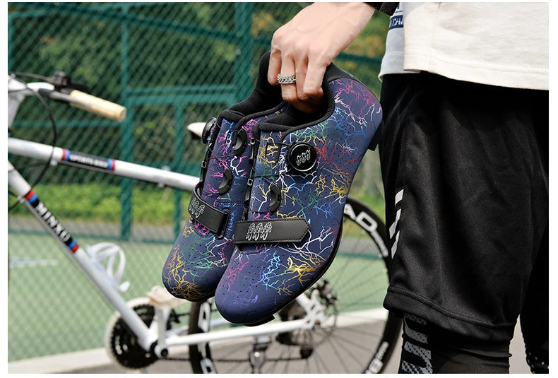 Zapatillas de ciclismo nuevas para hombre con cierre automático para carretera, montaña y exterior; zapatillas deportivas de ciclismo para mujer para spinning indoor