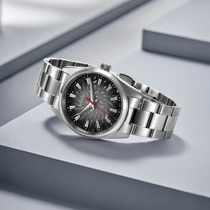 Montre pour homme BERNY – Montre à quartz élégante et classique, étanche à 10 ATM, dotée d'un verre saphir et d'aiguilles luminescentes, idéale pour une tenue habillée ou professionnelle, avec bracelet en cuir.