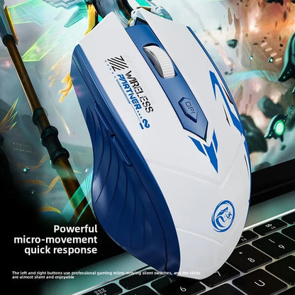 Безжична геймърска мишка 2.4G USB, тиха мишка с двоен режим Bluetooth, презареждаема 1600DPI мишка, тиха компютърна мишка за PC и лаптоп