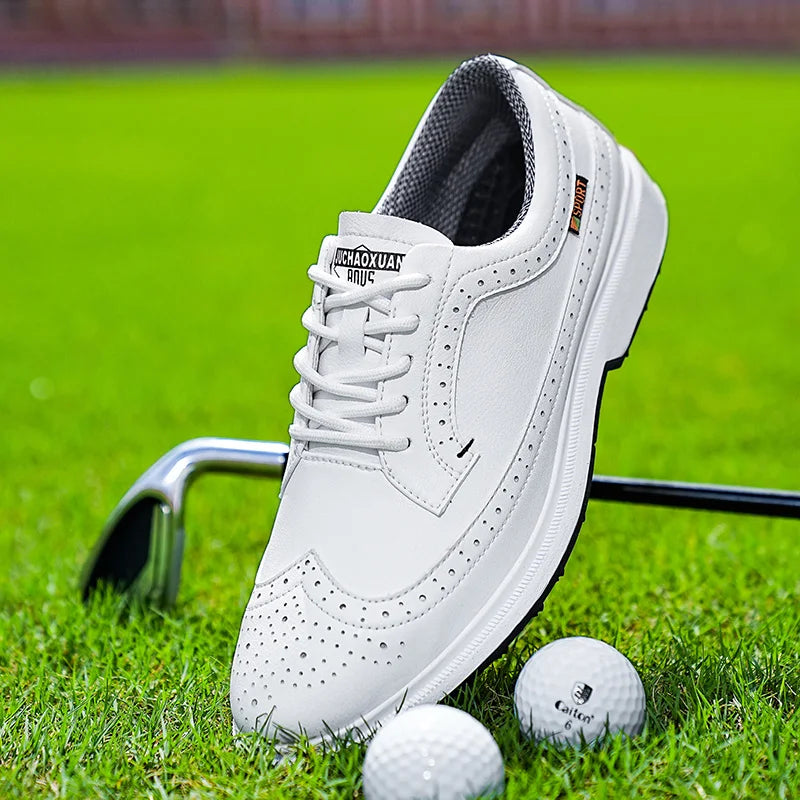 Scarpe da golf professionali da uomo in pelle di alta qualità, traspiranti, scarpe sportive per competizioni e allenamenti di golf, taglie forti 39-47#