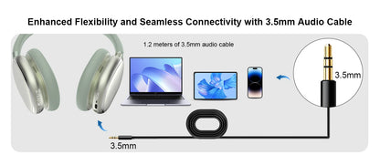 Hybrid Active Noise Cancelling Headphones with Knob Control 65H Playtime Over Ear Headphones Wireless Bluetooth 6.0 Hi-Res Audio
