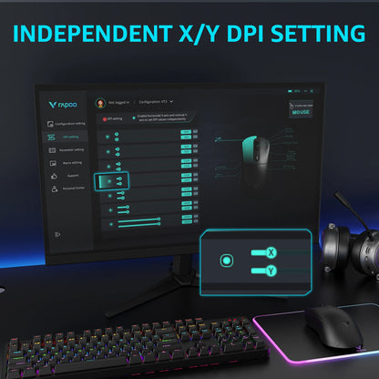 Rapoo VT3Pro GEN-1 Wireless Gaming Mouse 59g Lightweight 8KHz Polling Rate 26000DPI 9 Programmable Buttons Optical Sensor