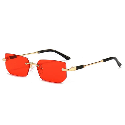 Fashion Rimless Rectangle Sunglasses Popular Women Men Shades Small Square Sun Glasses For Female Male Summer Traveling