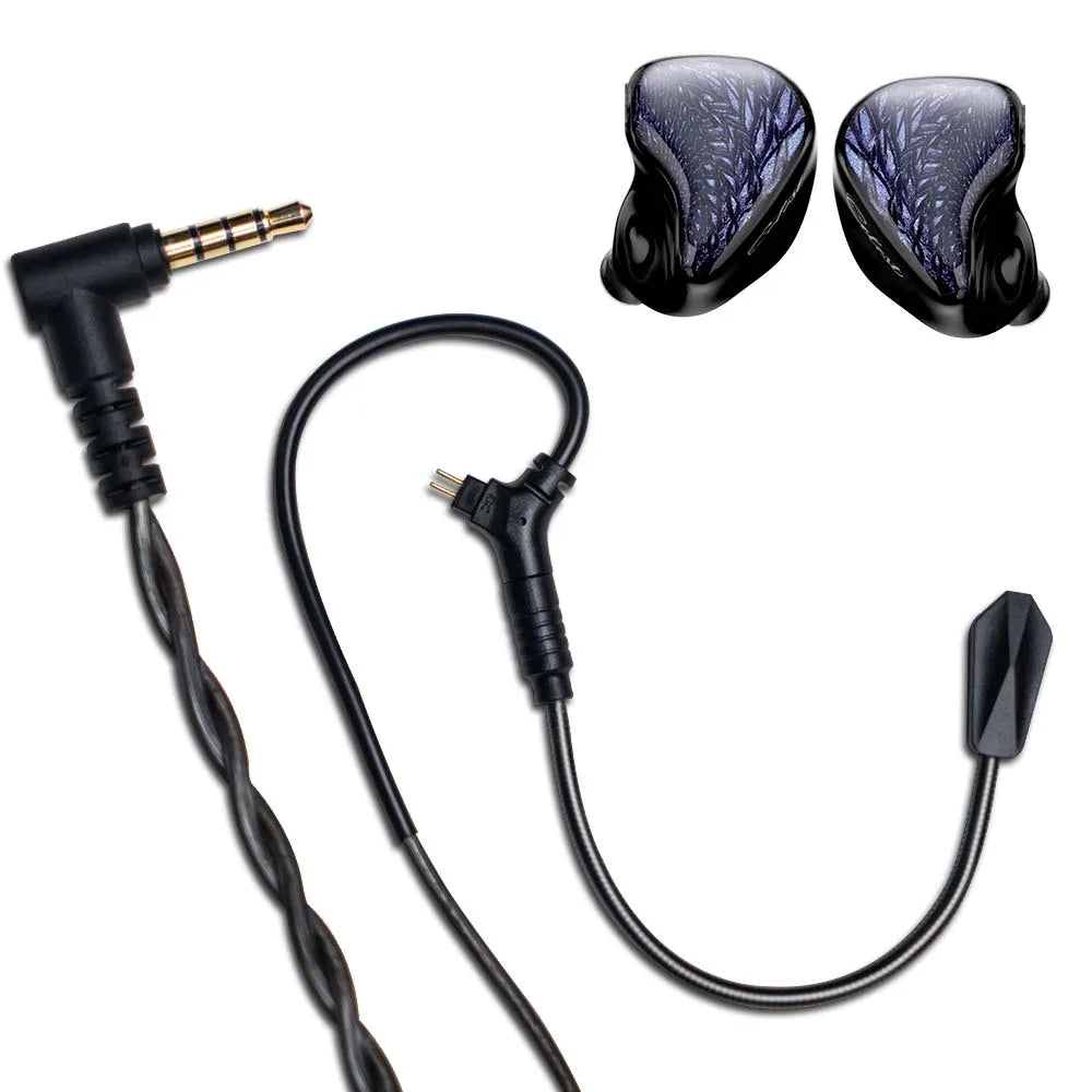 Celest Wyvern Black In-Ear Monitor Wired IEM Gaming Earbuds with Microphone HiFi Bass 10mm Driver Detachable Cable