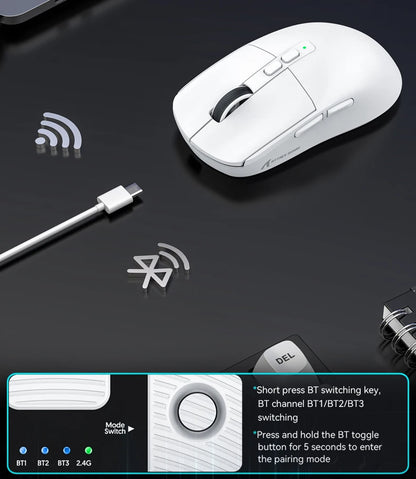 ATTACK SHARK X6 Tri-mode Gaming Mouse with Magnetic Charging Dock, PixArt PAW3395 Sensor, 26K DPI, 49g Ultralight, for PC/Mac