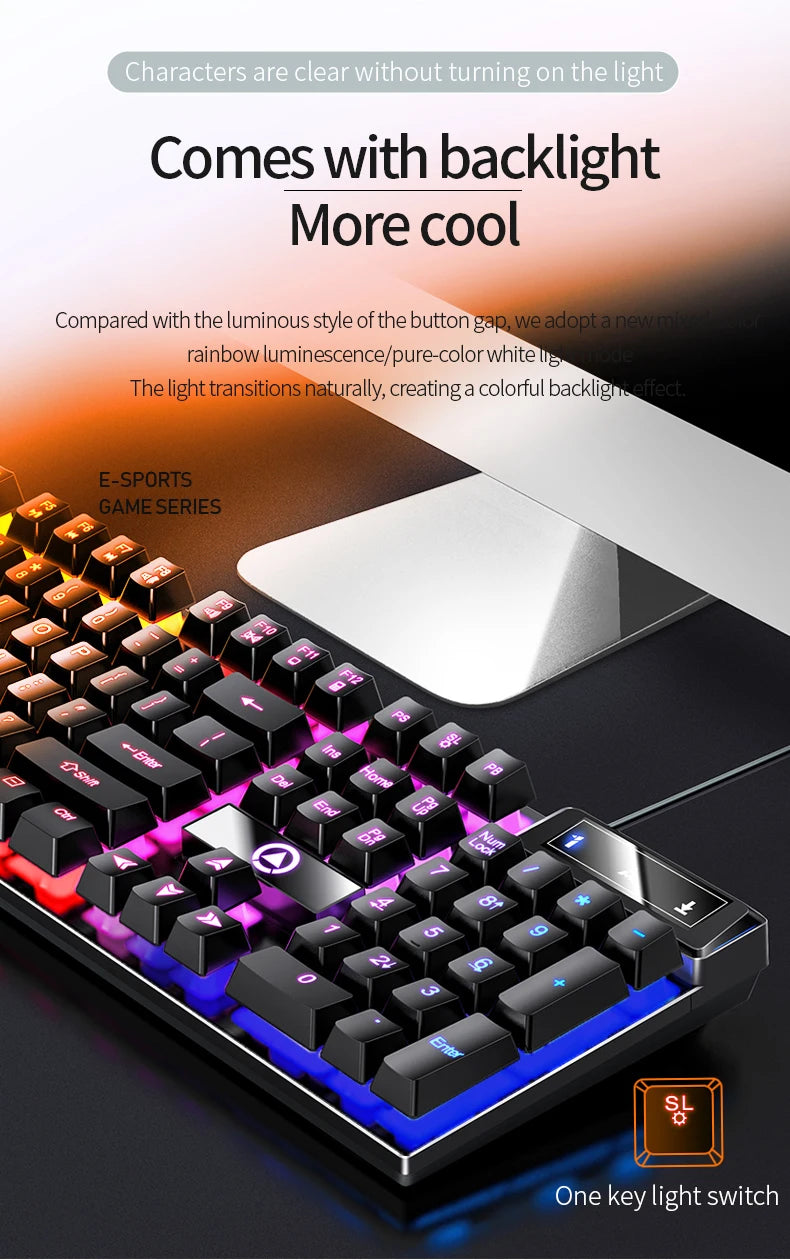 USB Wired Gaming Keyboard, 104 Keys Compatible with Windows Laptop/Computer/PC, Ergonomic Design, Office & Gaming Accessories
