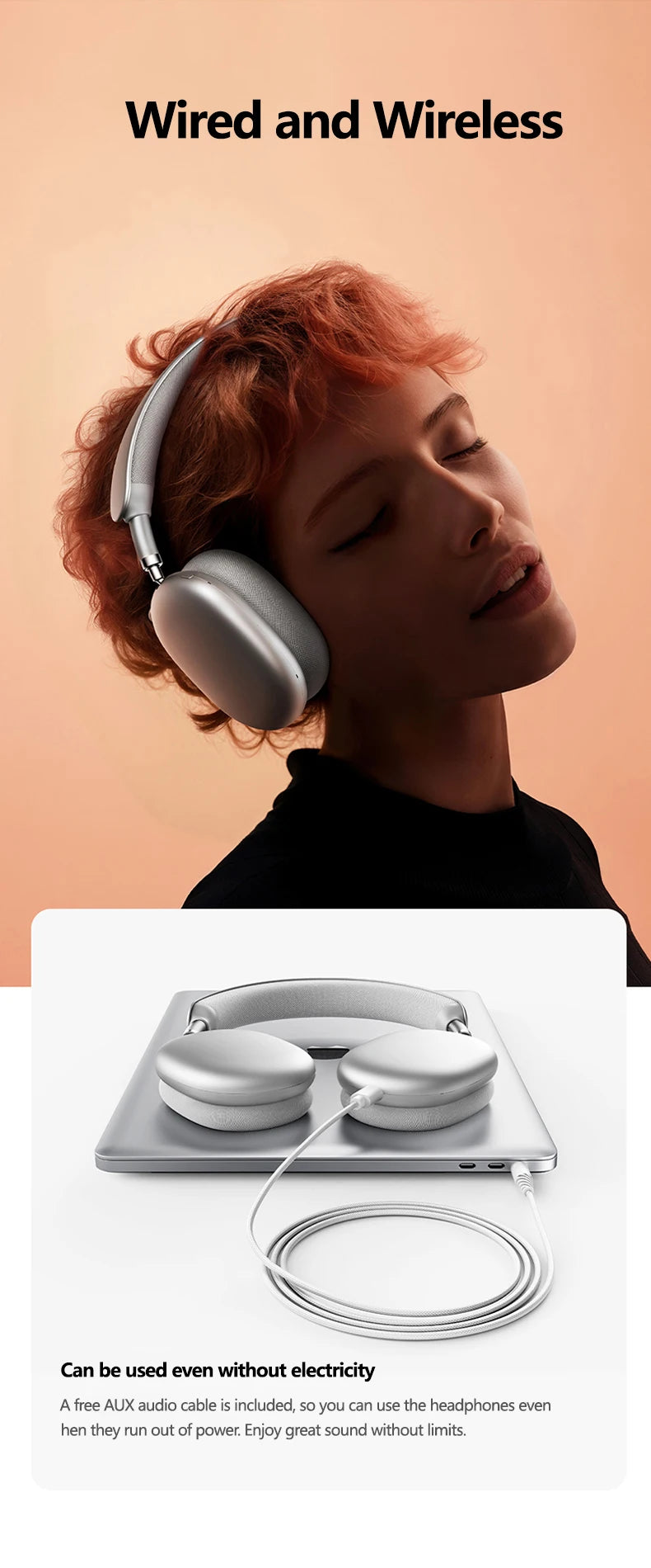 Cuffie wireless Picun F8MAX ANC, cancellazione attiva del rumore ibrida 59dB, audio spaziale, auricolari Bluetooth 6.0, headset over-ear 180H