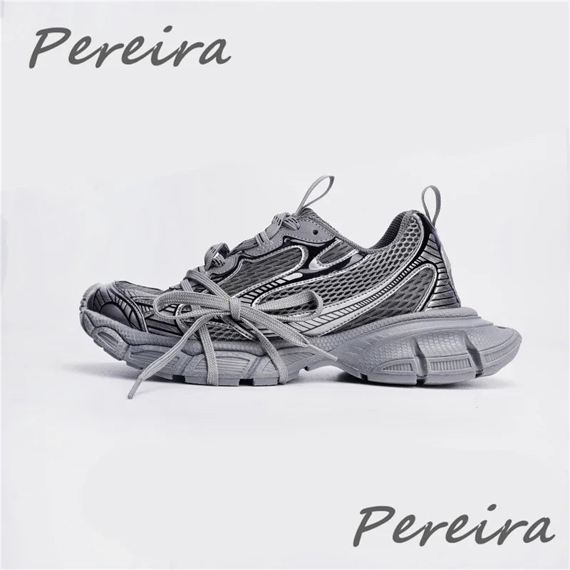 Muške tenisice s debelim potplatom u street styleu, nove mješovite boje, na vezanje, casual obuća za parove, udobne i prozračne tenisice za trčanje i hodanje