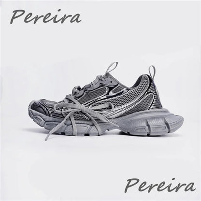 Muške tenisice s debelim potplatom u street styleu, nove mješovite boje, na vezanje, casual obuća za parove, udobne i prozračne tenisice za trčanje i hodanje