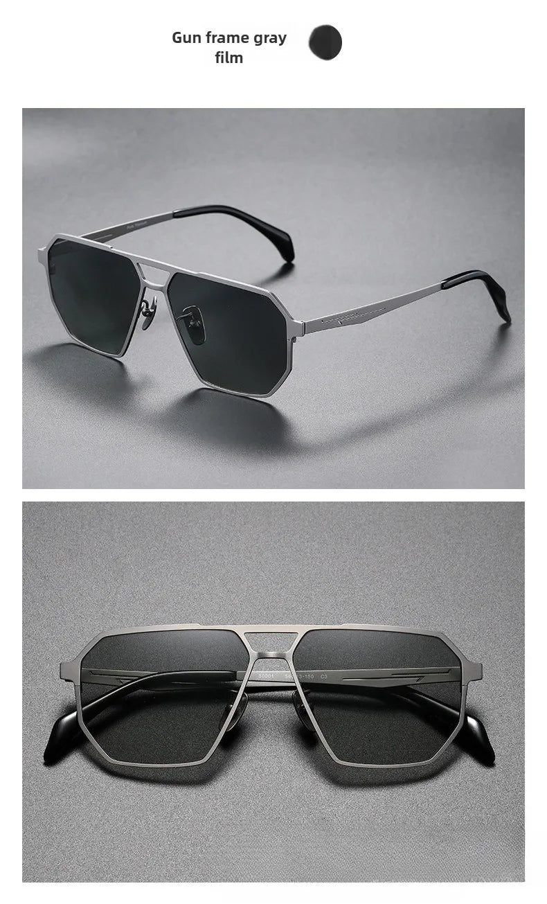 Pure Titanium Sunglasses Men Vintage Square Polarized Sun Glasses for men Women 2026 New Retro driving Mirrored UV400 Shades