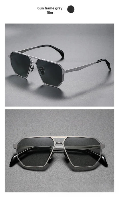 Pure Titanium Sunglasses Men Vintage Square Polarized Sun Glasses for men Women 2026 New Retro driving Mirrored UV400 Shades