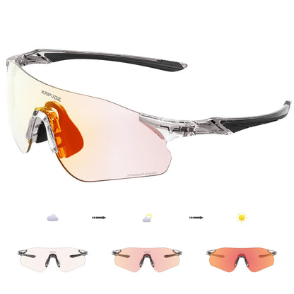 Kapvoe Neue Outdoor-Lauf- und Fahrradbrille, photochrome Sonnenbrille für Damen und Herren, Sportbrille für Marathon und Radfahren, UV400-Schutzbrille