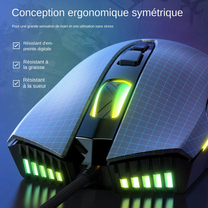ONIKUMA Wired Gaming Mouse 6 Levels Adjustable 6400 DPI 7 Programmable Buttons 7 RGB Lighting Modes Ergonomic Mice for PC Gamer