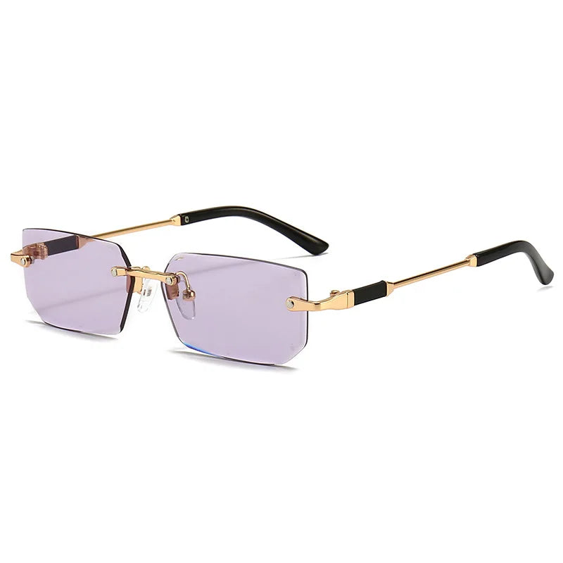 Fashion Rimless Rectangle Sunglasses Popular Women Men Shades Small Square Sun Glasses For Female Male Summer Traveling