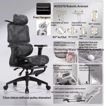 Mesh Office Chair Ergonomic Adjustable Lumbar Swivel Reclining Headrest Rolling Casters Home Office Office Chair Gaming Chair