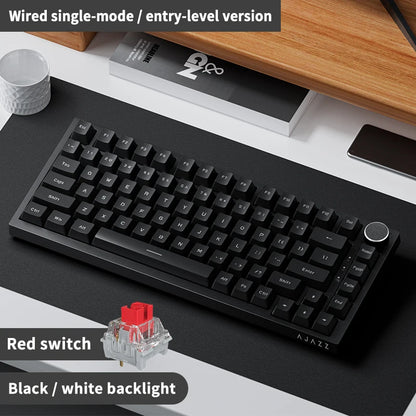 Teclado mecánico con cable AJAZZ AK820 75%: hot‑swappable, retroiluminación RGB/blanca/azul hielo, control con perilla de volumen | Para oficina y gaming