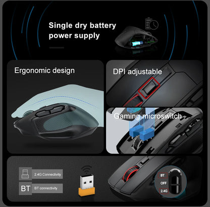 E-YOOSO X-31 Pro USB Gaming Large Mouse Support Bluetooth 2.4G Wireless PAW3212 4800 DPI for Gamer Mice Computer Laptop PC