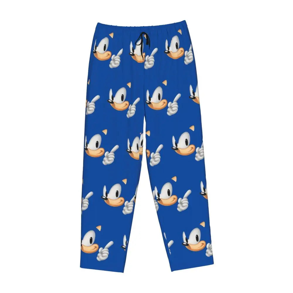 Custom Women Soniced Pajama Pants Printed Hedgehog Game Sleep Sleepwear Bottoms with Pockets