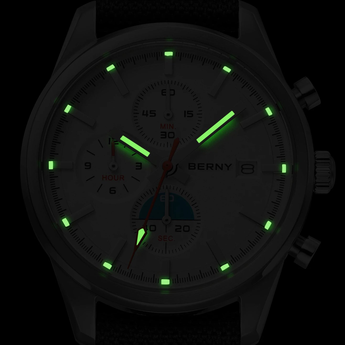 BERNY Top Quartz Chronograph Men's Watches Luminous Miyota 0S10 Sapphire AR Coated 5ATM Waterproof 2026 New Sports Men's Watches