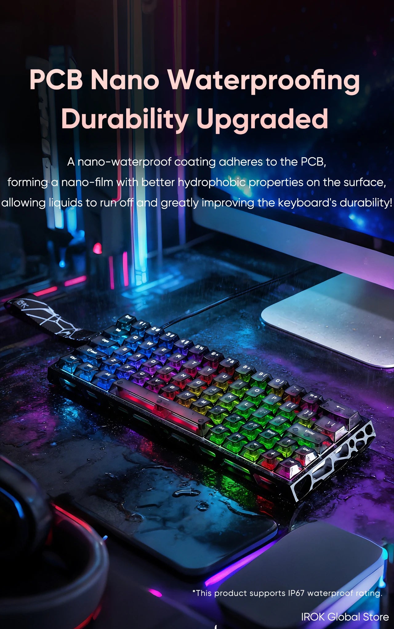 IROK MG63 Hollow Aluminium Gaming Magnetic Mechanical Keyboard 60% RT0.001mm 8KHz 0.07ms 512K RGB Hot Swap Wired Gamer Keyboard