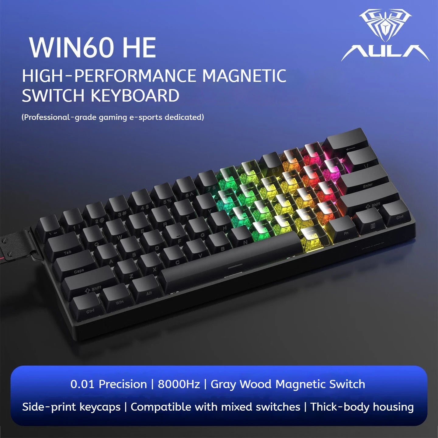AULA WIN60 HE Magnetic  Keyboard Wired Trigger 8K Return Esports Gamer Customize RGB Mechanical Gaming Keyboard
