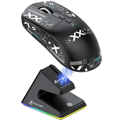ATTACK SHARK X6 49g SUPERLIGHT Gaming Mouse With Charging Dock, PixArt PAW3395 Gaming Sensor, BT/2.4G Wireless/Wired, 26000 DPI