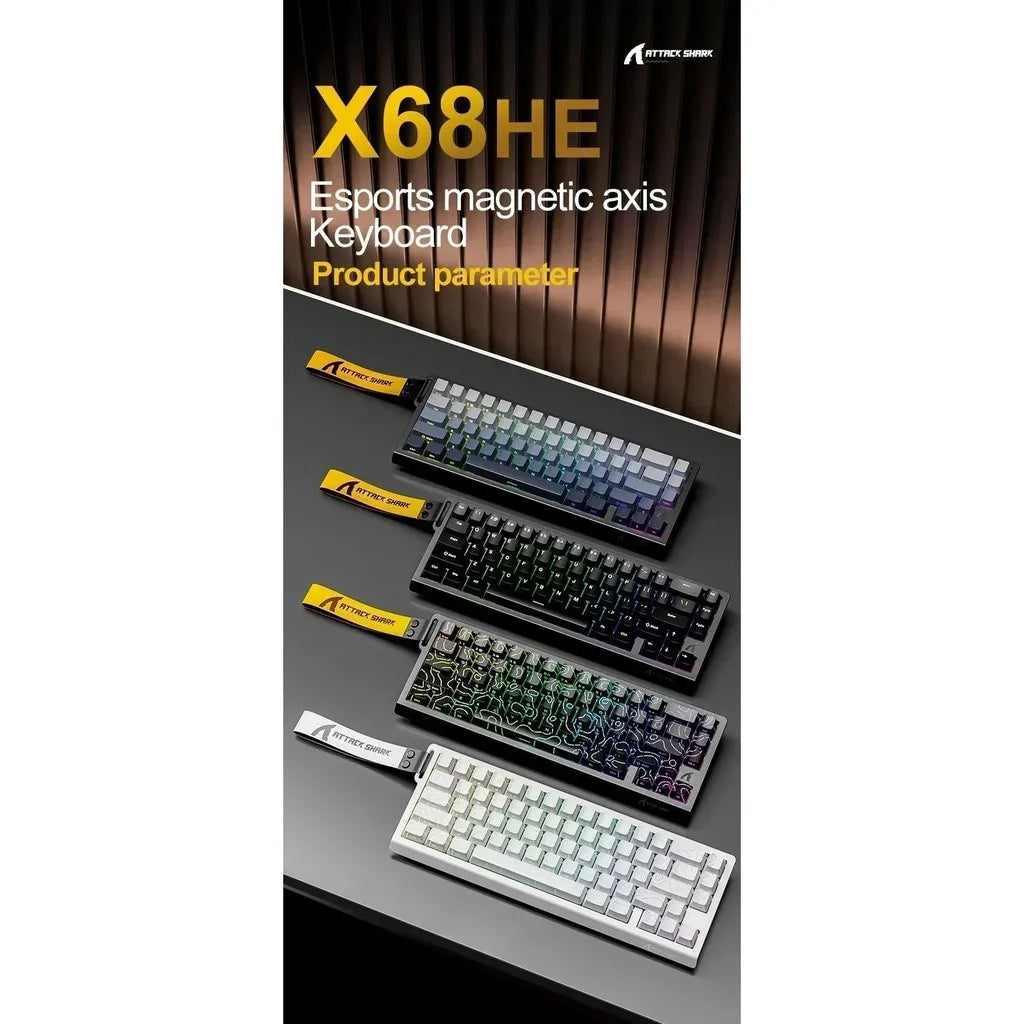 Attack Shark X68 HE Gaming Keyboard - Magnetic Mechanical, 0.01ms Rapid Trigger, 8000Hz Polling, Wired, 128K Ultra-Long Life