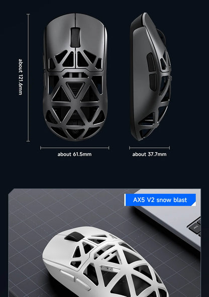 MCHOSE AX5 V2 Wireless Gaming Mouse 8KHz Polling PAW 3950 42000DPI Optical Sensor 56g Tri-Mode 130h Battery Magnesium Alloy