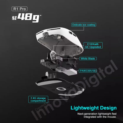 Ratón gaming inalámbrico ATK VXE Dragonfly R1 Pro MAX PAW3395 R1 SE Plus, ratón FPS esports personalizable, recargable y ligero